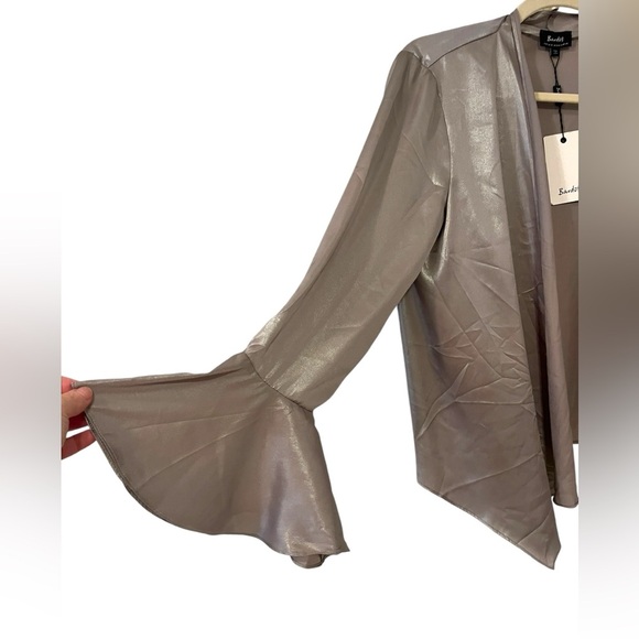 NWT Bardot Shimmer Tie Top in Silver US Sz 8/M - Picture 3 of 9